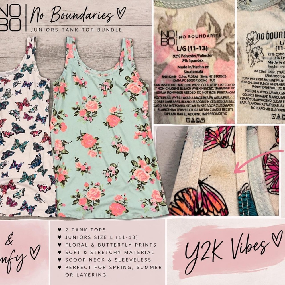 No Boundaries tank top bundle- 2 stretchy scoop-neck tanks in juniors size L